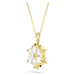 Magic pendant Mixed cuts, Snowflake, White, 18K gold finish